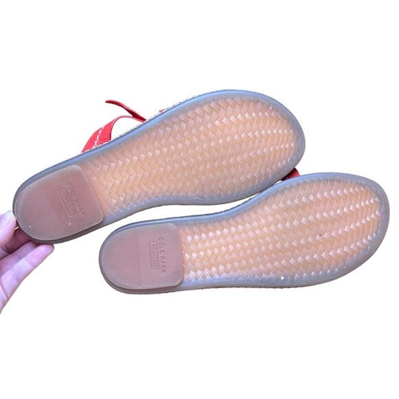 Cole Haan Grandseries Leather Strappy Flat Sandals Size 9.5 Red Cloudfeel Soft - Picture 8 of 8